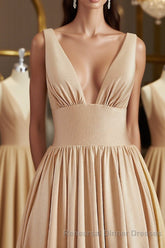 A-Line/Princess V-neck Sweep Train Jersey Bridesmaid Dresses with Leg Slit